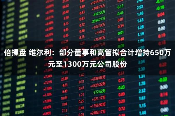 倍操盘 维尔利：部分董事和高管拟合计增持650万元至1300万元公司股份